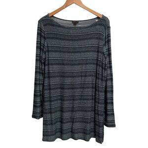 J.Jill Wearever Collection Knit Tunic Top Blue Stripes‎ Long Sleeve
